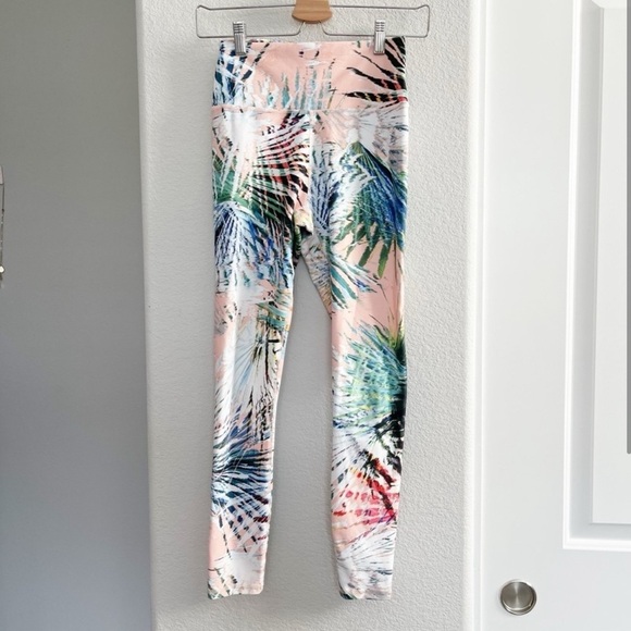 Fabletics Pants - Fabletics Mid-Rise Tropical Print PureLuxe Capri Leggings Pink Green